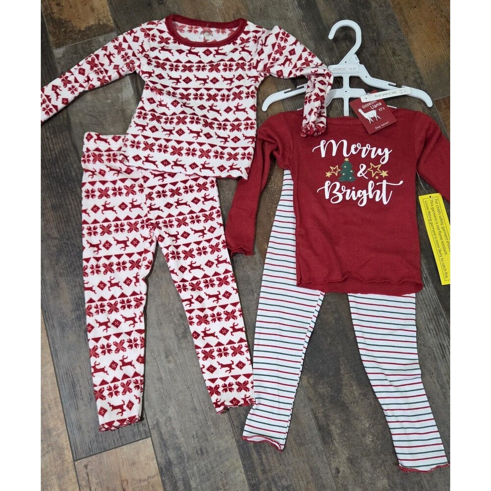 NWT Goodnight Llama 4 Piece 2T Christmas Pajamas B10
